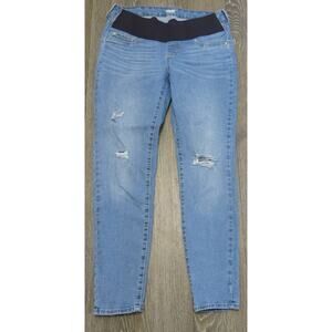 Levi Signature Maternity Jeans Size M Stretch Distressed Light Wash Skinny Blue